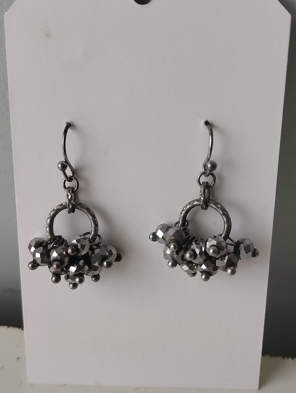 Simply Vera Wang Earring Drop Dangle Cluster Gunmetal Grey Shimmer Silver